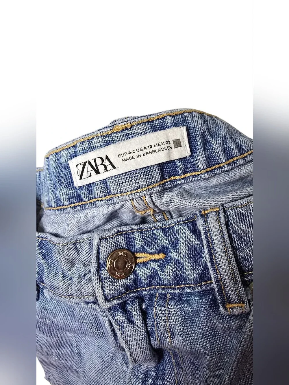 Zara Denim Distressed Ripped Jeans Blue 10